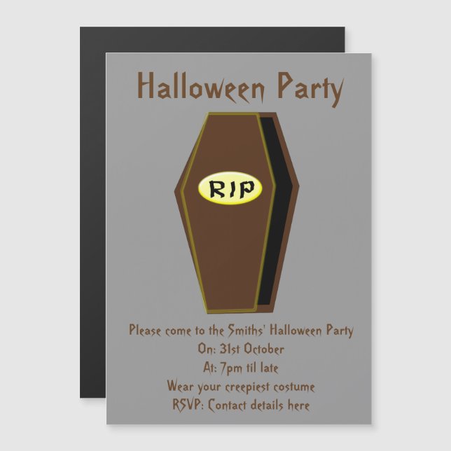 RIP Halloween Coffin des Doom Party lädt zu Magneteinladung (Vorne/Hinten)