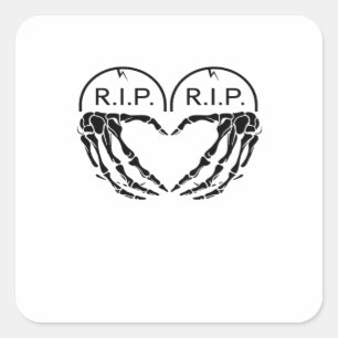 Rip, herzförmige Gestaltung aus Grabsteinen, Quadratischer Aufkleber