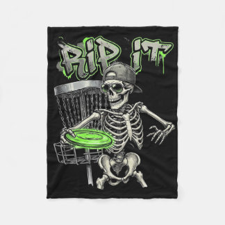Rip It Skeleton Disc Golf Spieler Grunge Graffiti  Fleecedecke
