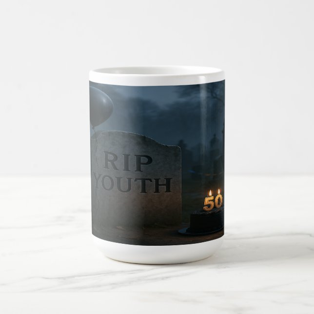 RIP Jugend: Eine 50. Geburtstagsfeier Kaffeetasse (Mittel)