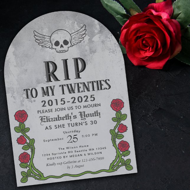 Rip meine 20er Gravestone 30th Gothic Birthday Par Einladung (Von Creator hochgeladen)