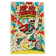 RIP Meine Zwanziger Retro-Comic-Skelett 30. Geburt