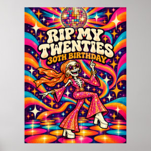 RIP Meine Zwanziger Retro-Disco-Skelett 30. Geburt Poster