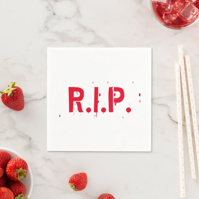 RIP Rotes Blut beängstigende Typografie lustig Hal Serviette (Beispiel)