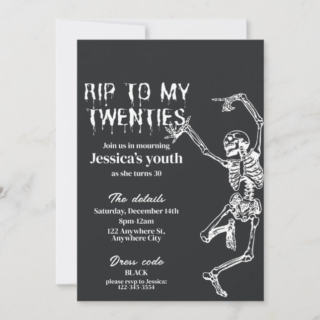 RIP To My Twenties 30th Birthday Party Invitation (Devant)
