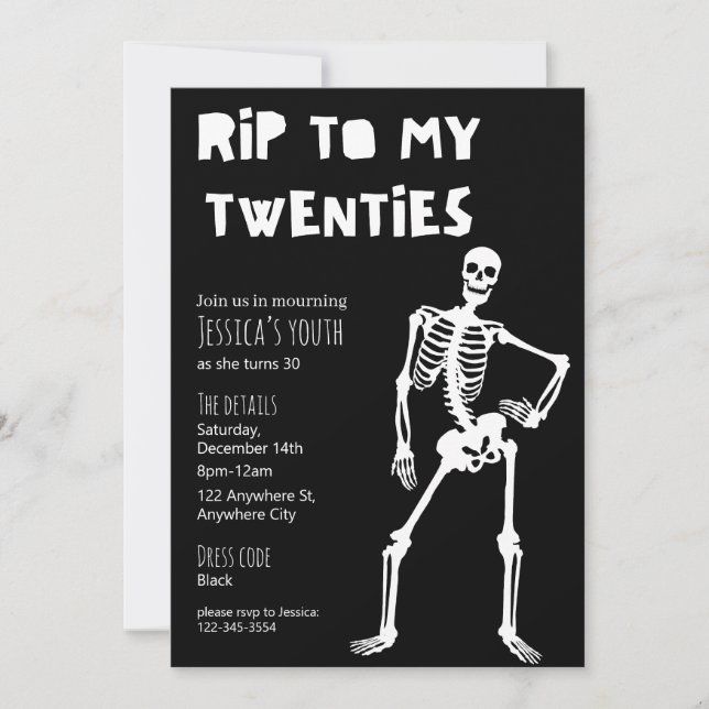 RIP To My Twenties 30th Birthday Party Invitation (Devant)