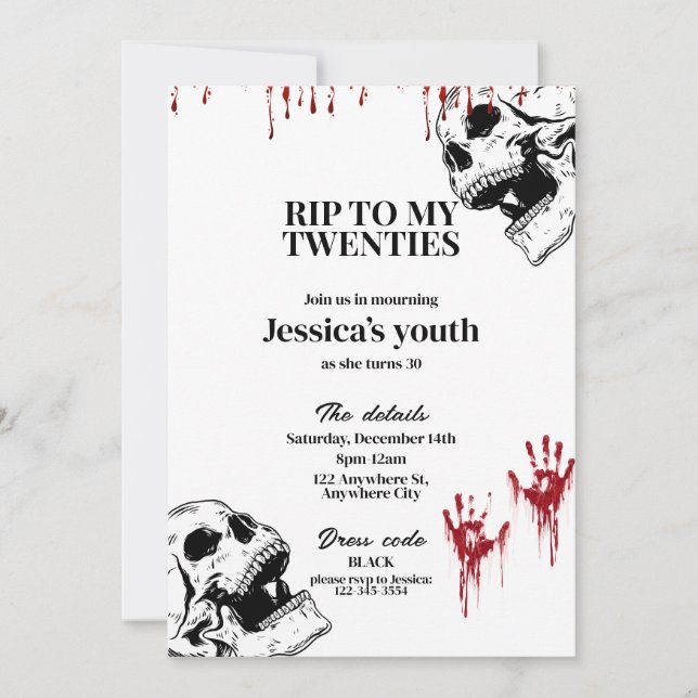 RIP To My Twenties 30th Birthday Party Invitation (Devant)