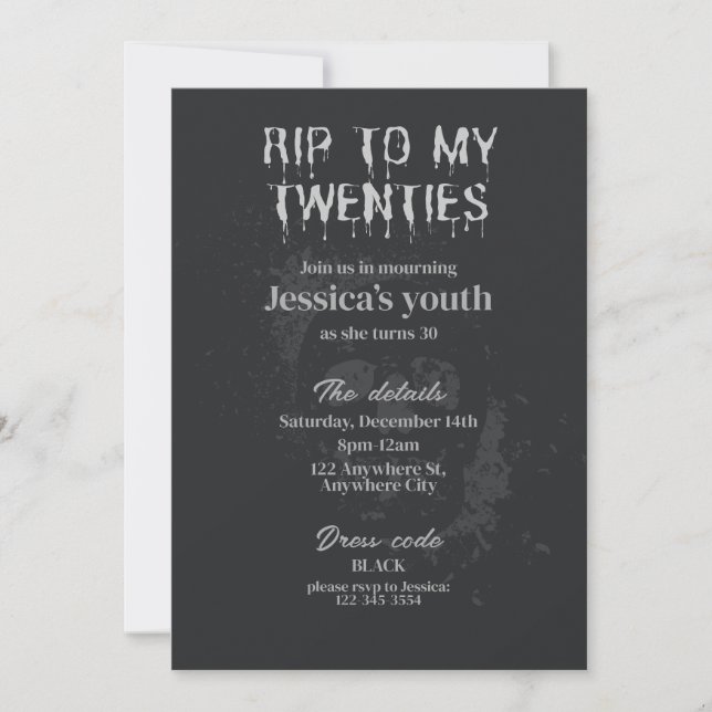 RIP To My Twenties 30th Birthday Party Invitation (Devant)
