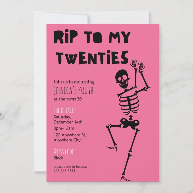 RIP To My Twenties 30th Birthday Party Invitation (Devant)