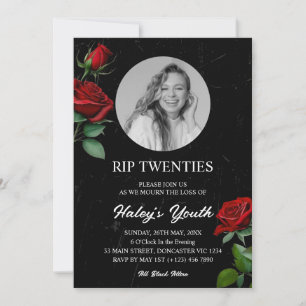 RIP Twenties 20er-Rosen-Trauer 30. Geburtstag-Foto Einladung