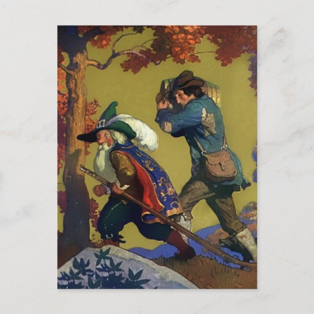 "Rip Van Winkle" Buchübersicht von NC Wyeth Postkarte (Vorderseite)