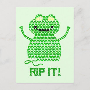 Rip! Vector Crochet Frog (Grüner Hintergrund) Postkarte