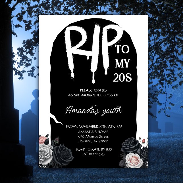 RIP zu meinem 20er Grabstein Arch 30th Birthday Bl Einladung (Von Creator hochgeladen)