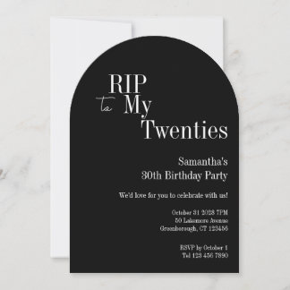RIP Zwanziger Party 30. Geburtstag Schwarz-weiß Einladung
