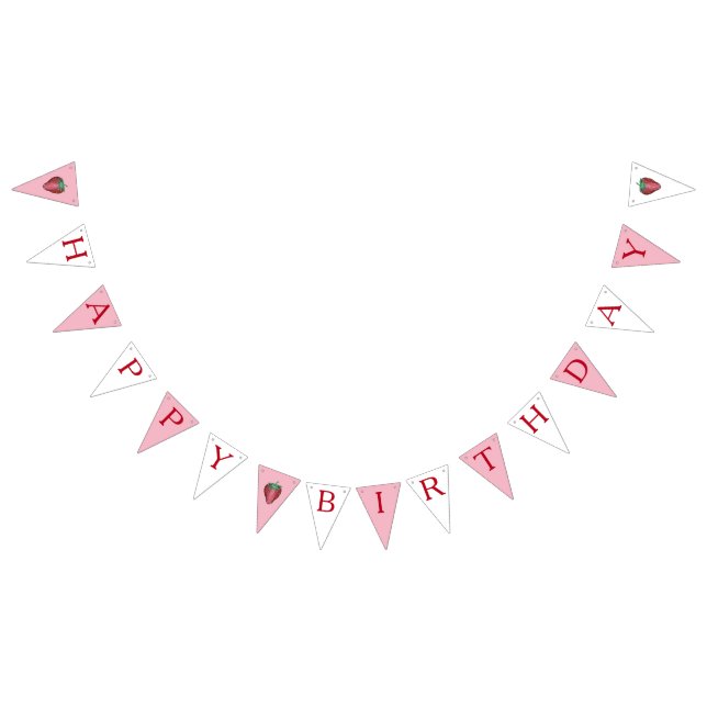 Ripe Juicy Strawberry Strawberries Happy Birthday Wimpelkette (Alle)