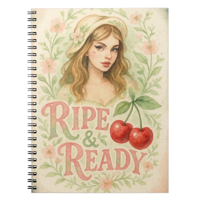 Ripe & Ready Summer Boho Blumenkirsche Girl Notizblock (Vorderseite)