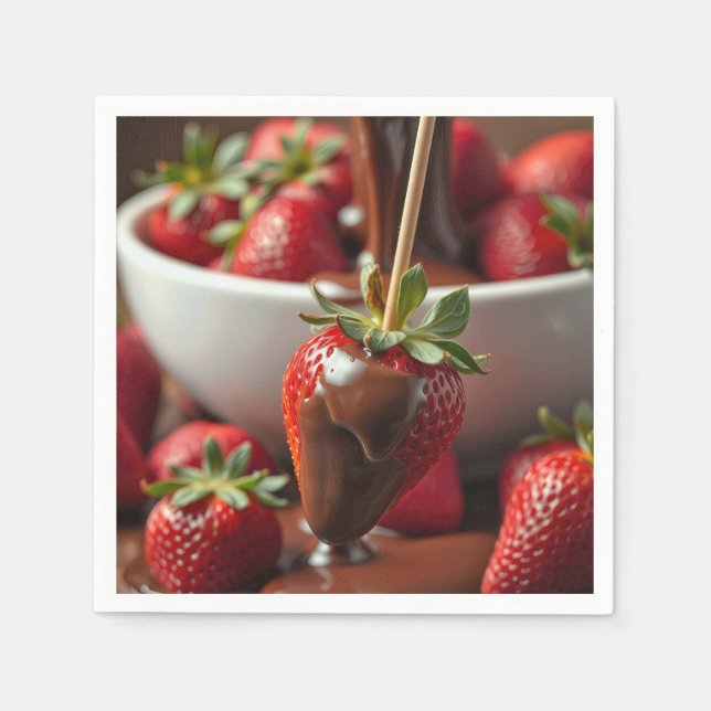 Ripe Strawberry Dipped In Chocolate Serviette (Vorderseite)