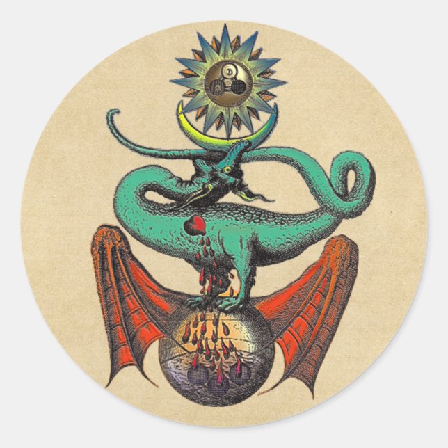 Ripley Scroll Alchemy Dragon Runder Aufkleber (Vorderseite)