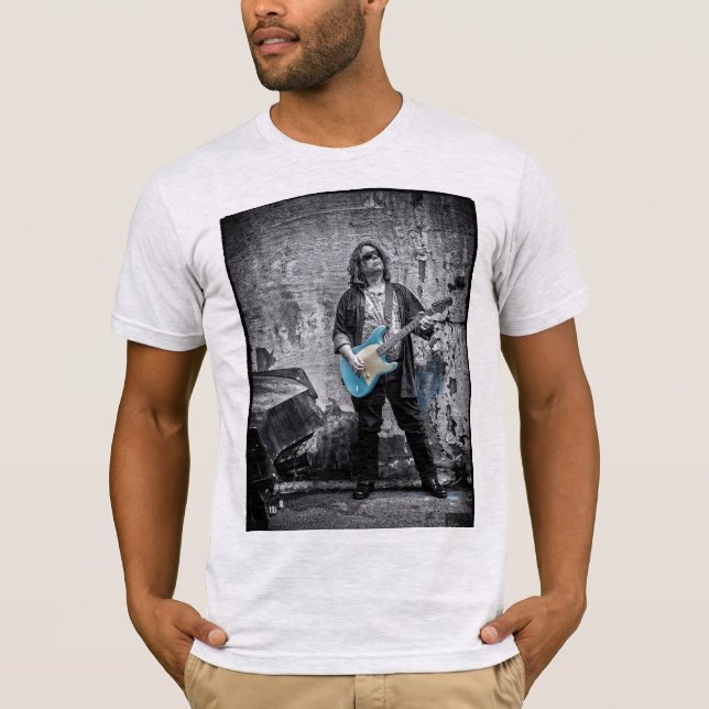 Ripped Blue Guitar T-Shirt (Vorderseite)