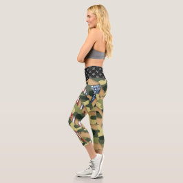 Ripped camouflage grün, und eine US-Flagge. Capri Leggings