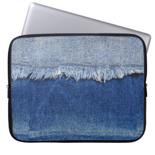 Ripped Denim Jeans Fabric Hintergrund Laptopschutzhülle