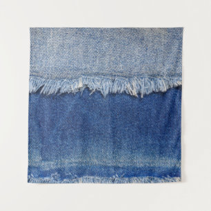 Ripped Denim Jeans Fabric Hintergrund Wandteppich