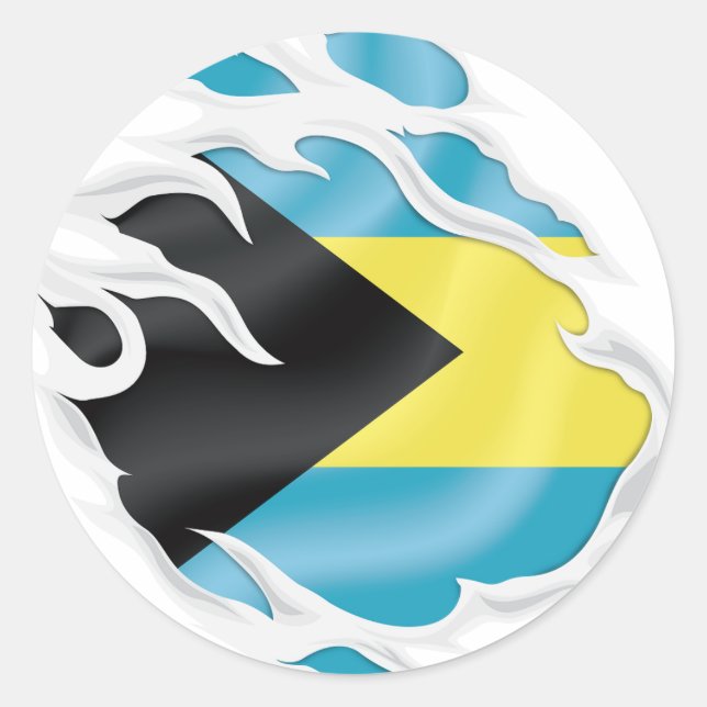 Ripped Flag Bahamas Runder Aufkleber (Vorderseite)