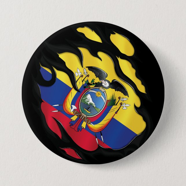 Ripped Flag Ecuador Button (Vorderseite)