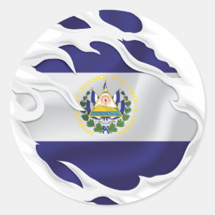 Ripped Flag El Salvador Runder Aufkleber