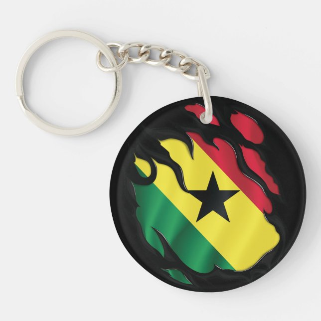 Ripped Flag Ghana Schlüsselanhänger (Vorderseite)