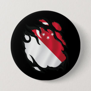 Ripped Flag von Singapur Button