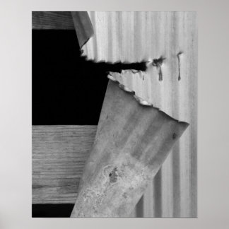 Ripped Jagged Metal Black and White Poster