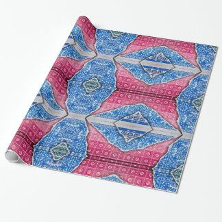 Ripped Pattern Broken Tile Vibranred blue Geschenkpapier