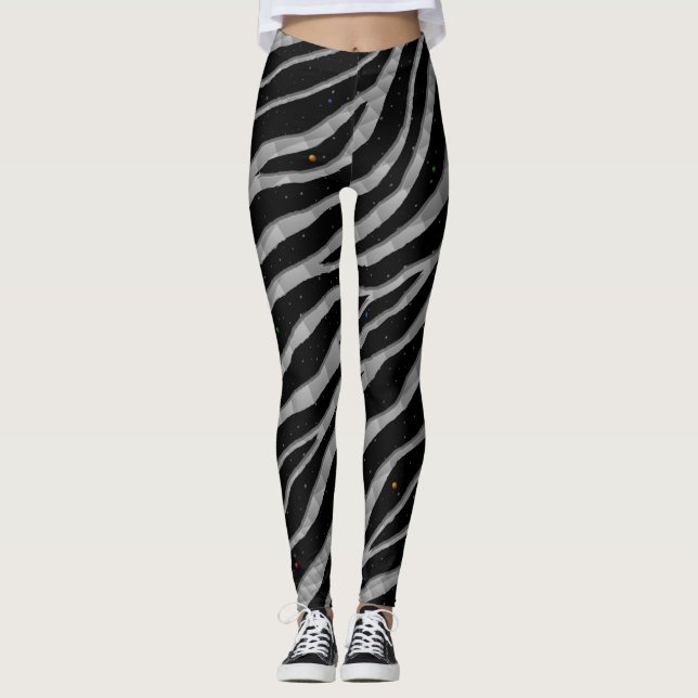 Ripped SpaceTime Stripes - Silber Leggings (Vorderseite)