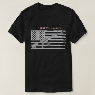 Ripped USA Flag I will not compliance Dark T-Shirt