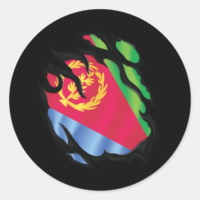 Rippenflagge Eritrea Runder Aufkleber (Vorderseite)