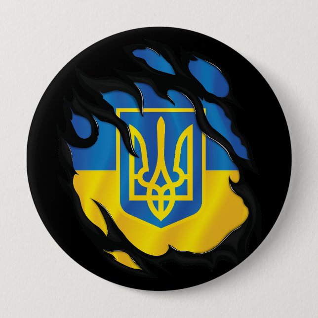 Rippfahne der Ukraine Button (Vorderseite)