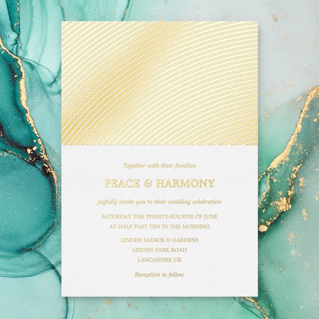 Ripple Gold Stripes Mariage Foil Invitation (Créateur téléchargé)