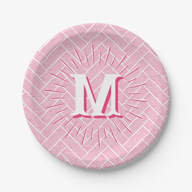 Ripple Herringbone in Pink Personalized Pappteller (Vorderseite)