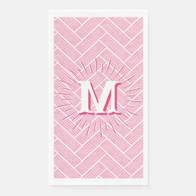 Ripple Herringbone in Rosa Personalisiert Serviette (Vorderseite)