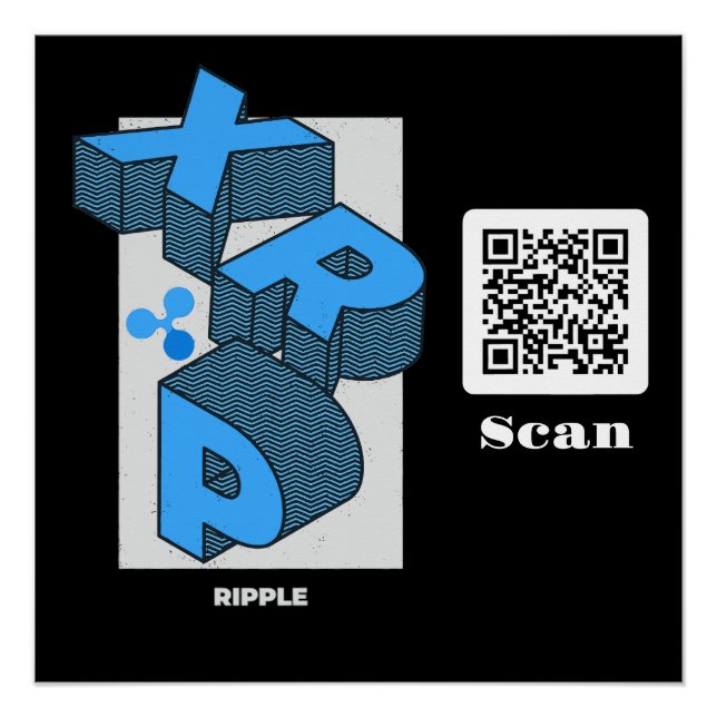 Ripple Kryptowährung - XRP Qr-Code Poster (Vorderseite)