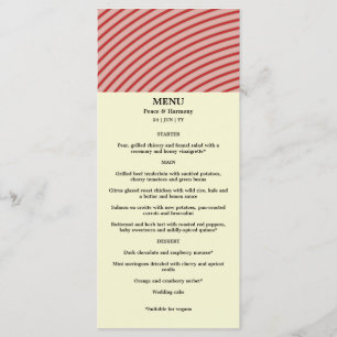 Ripple Red Stripes Wedding Menu Card Menükarte