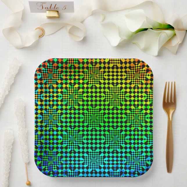 Rippled Schachbretts von Kenneth Yoncich Pappteller (Hochzeit)