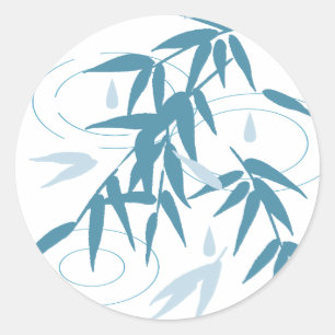 Ripples und Bambus-Blätter nach Regen Runder Aufkleber