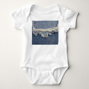 Rippte Jeans Textur, stilvoller Hintergrund. Baby Strampler