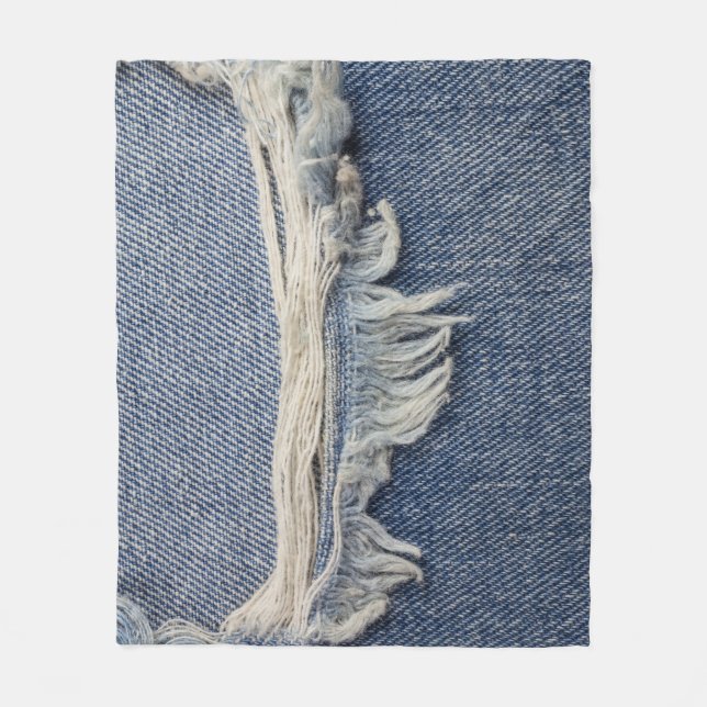 Rippte Jeans Textur, stilvoller Hintergrund. Fleecedecke (Vorderseite)