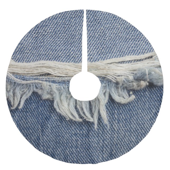 Rippte Jeans Textur, stilvoller Hintergrund. Polyester Weihnachtsbaumdecke (Vorderseite)