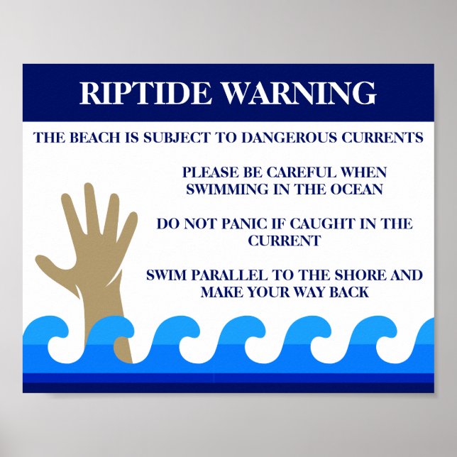 Riptide warnt vor gefährlichen Ozeanen derzeit Str Poster (Vorne)