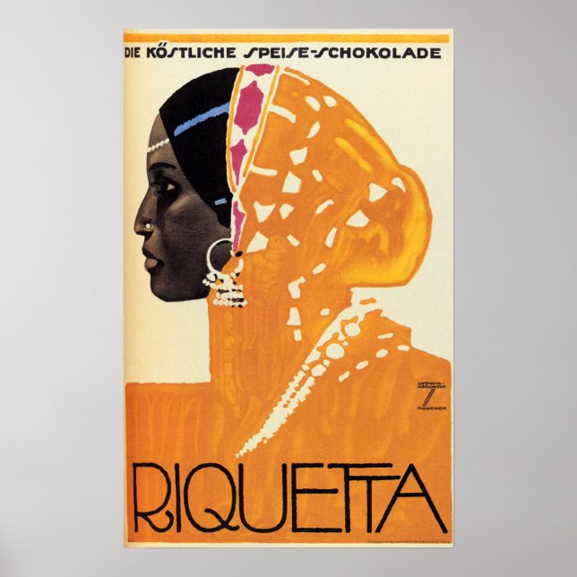 RIQUETTA CHOCOLATES 1926 Ludwig Hohlwein Advert Poster (Vorne)