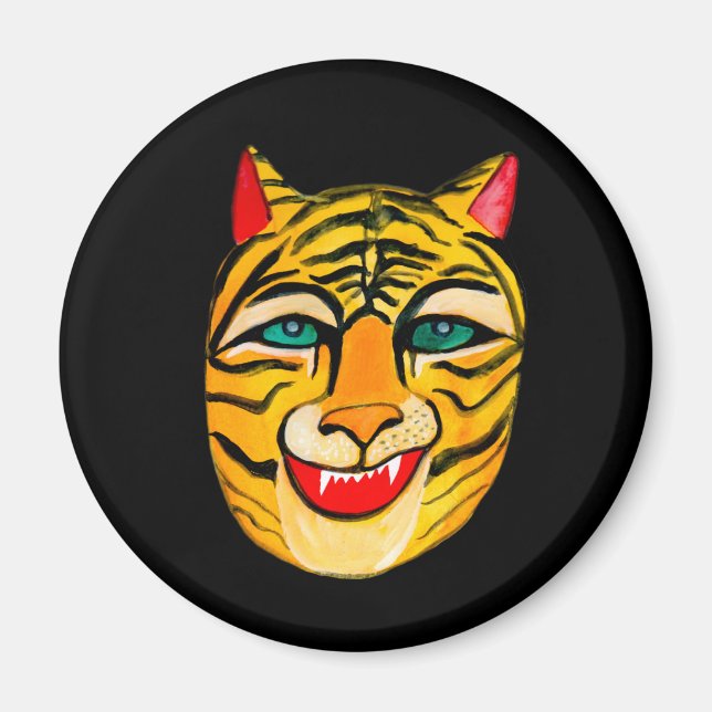 Rire Tigre Aquarelle PERSONNALISER Aimant IT (Devant)